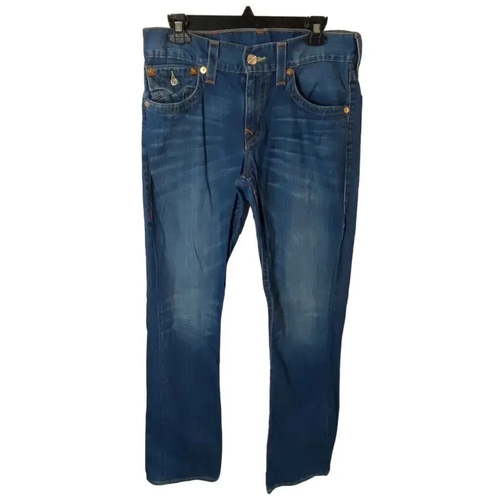True Religion Jeans Mens Straight Flap Pocket‎ Dark Wash Denim Size 32x32.5